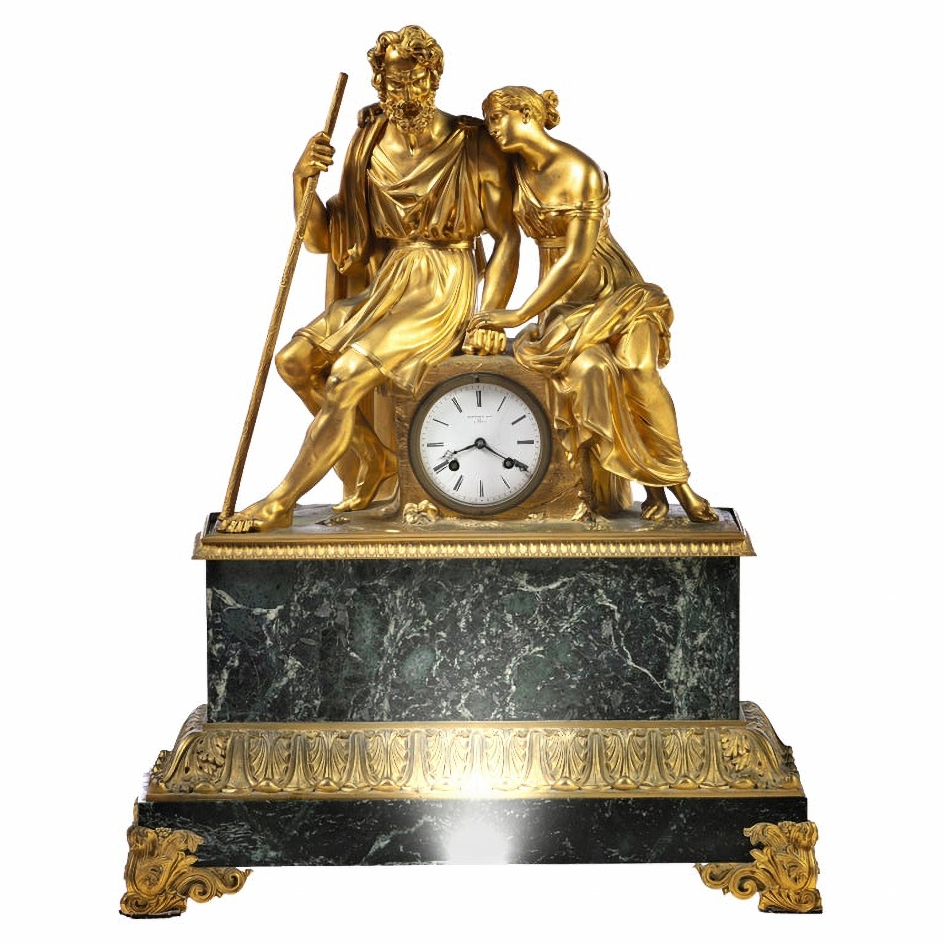 Gold Important French Table Clock, 19th Century For Sale