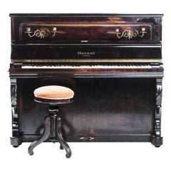 IMPORTANTE PIANO VERTICAL FRANCÉS " GAVEAU " DE MADERA ROSA principios del siglo XX