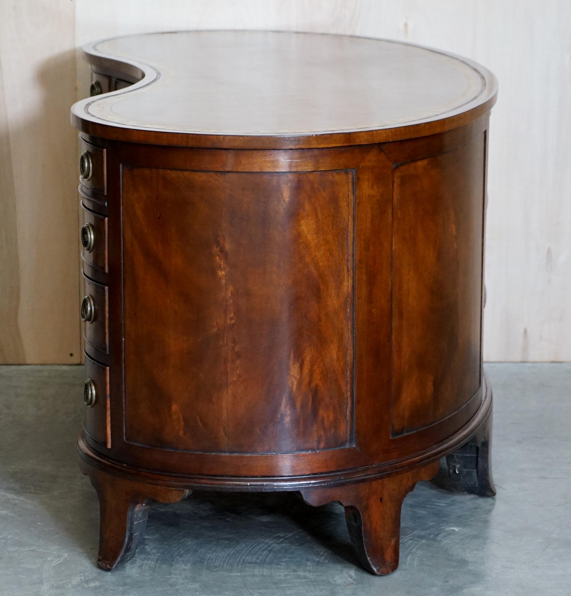 Important Fully Restored Antique Victorian Bookcase Back Leather Top Kidney Desk For Sale 9
