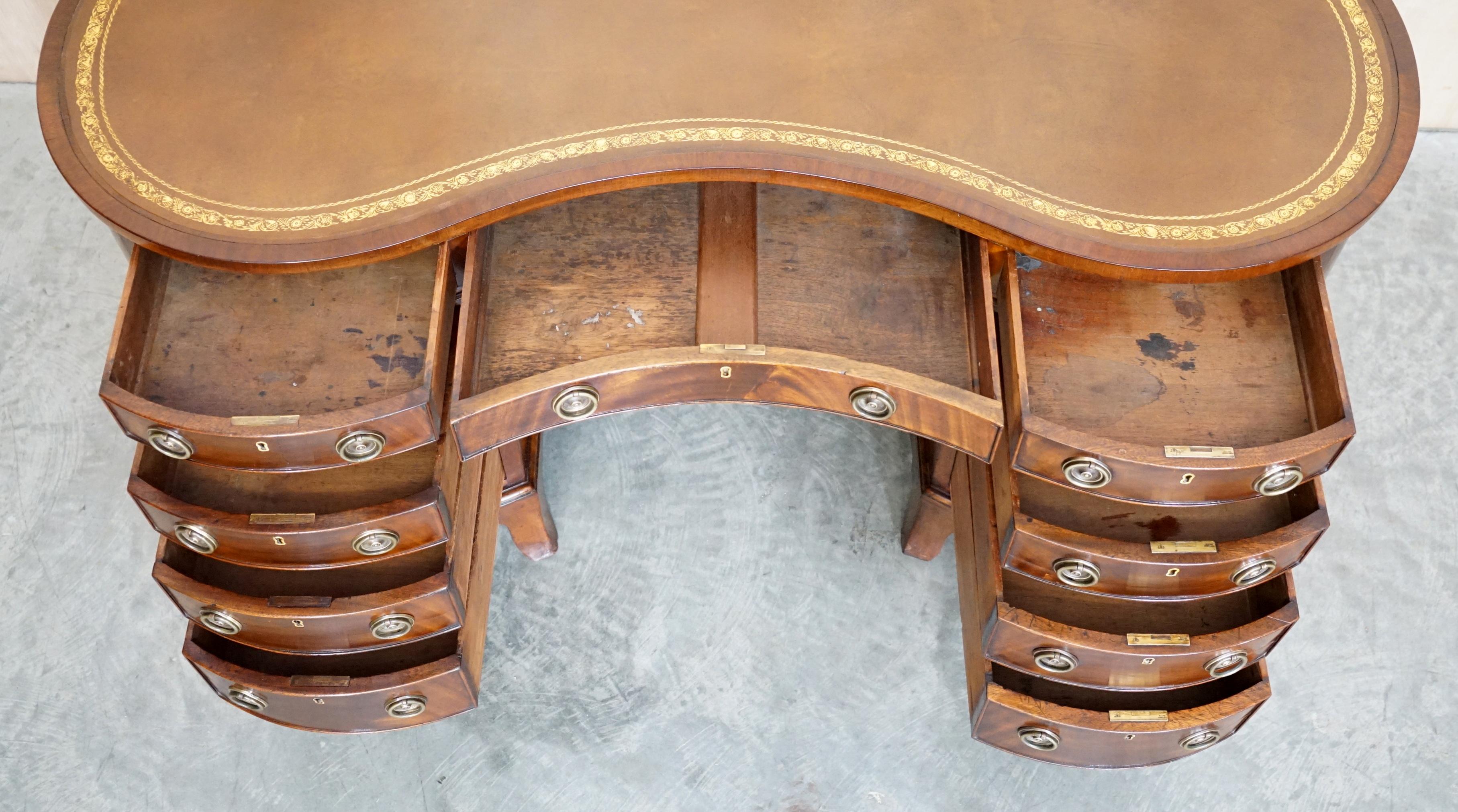 Important Fully Restored Antique Victorian Bookcase Back Leather Top Kidney Desk For Sale 12