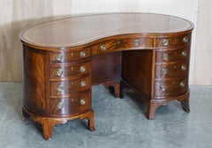 Important Fully Restored Antique Victorian Bookcase Back Leather Top Kidney Desk