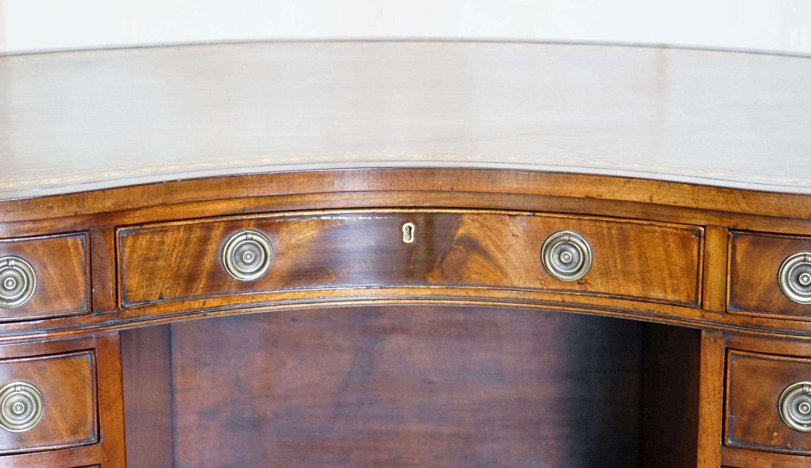 Hand-Crafted Important Fully Restored Antique Victorian Bookcase Back Leather Top Kidney Desk For Sale