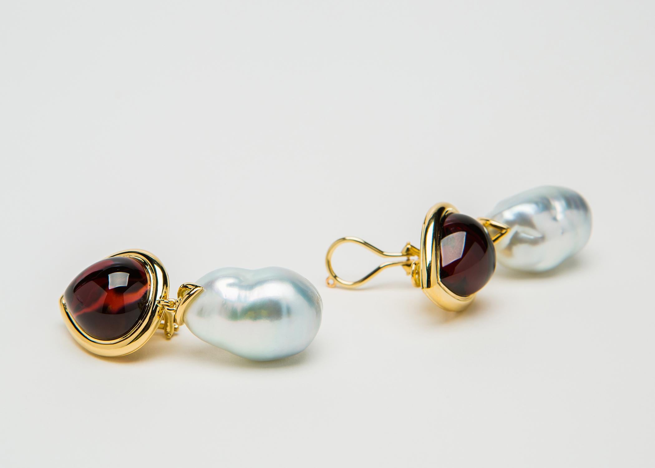 garnet and pearl earrings