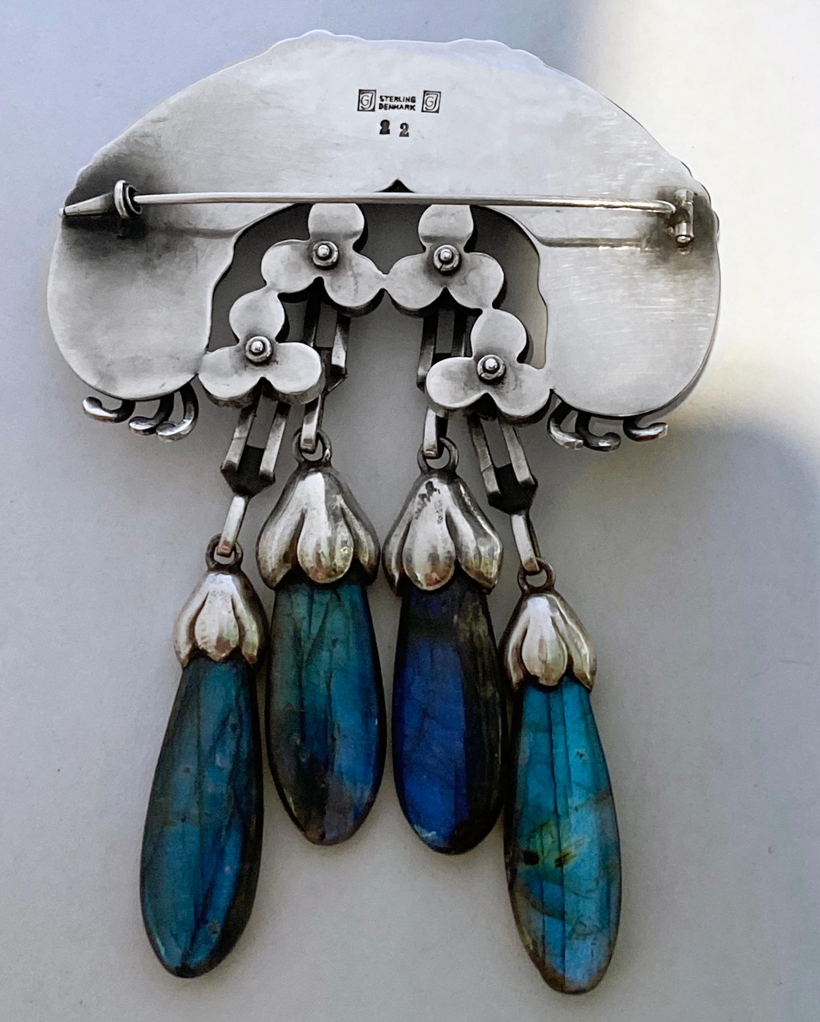 Important Georg Jensen Silver Labradorite Master Brooch, C.1933 In Good Condition In Toronto, ON