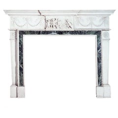 Antique Important George III Style Carved White Marble Fireplace, circa 1900