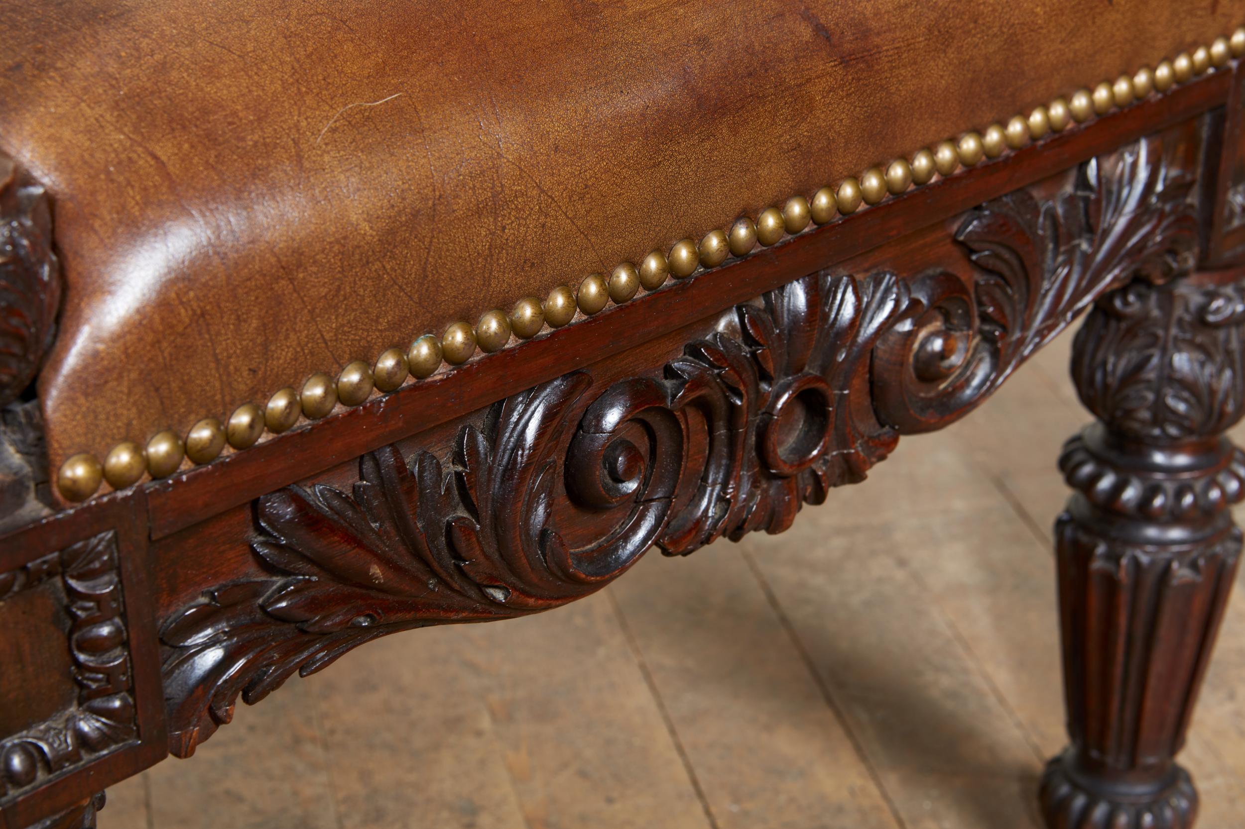 Cuir Important fauteuil en bois de rose George IV en vente