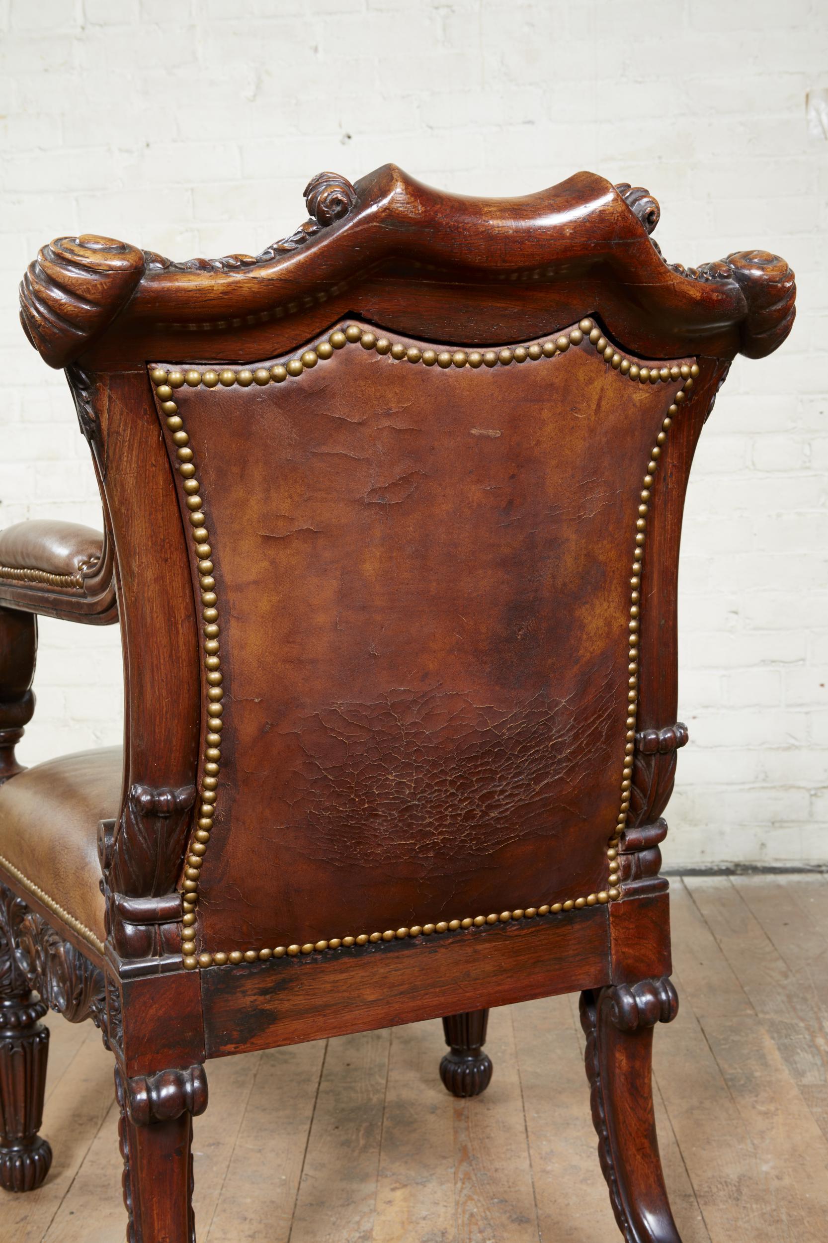 Important George IV Rosewood Armchair For Sale 7