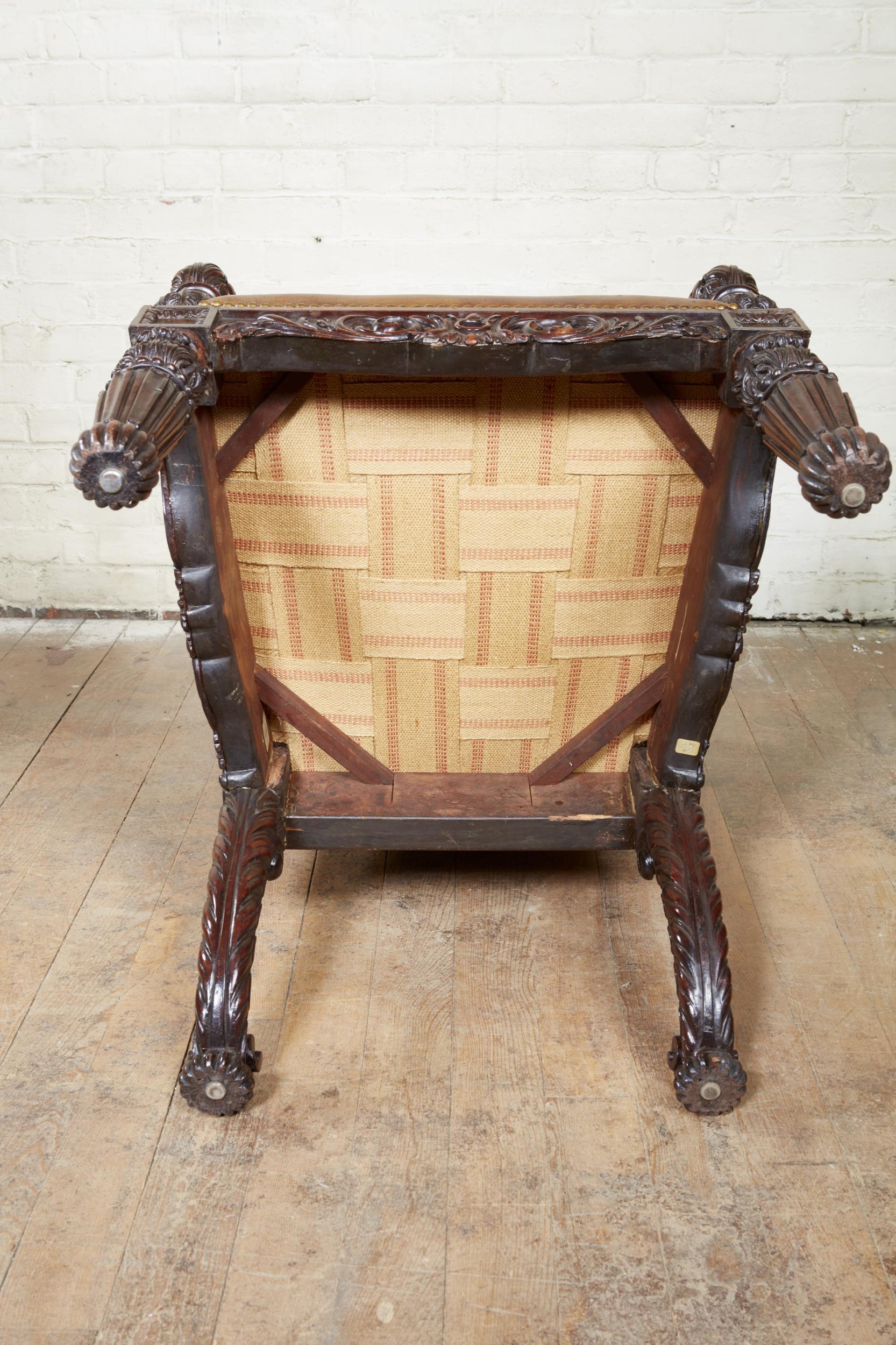 Important fauteuil en bois de rose George IV en vente 8