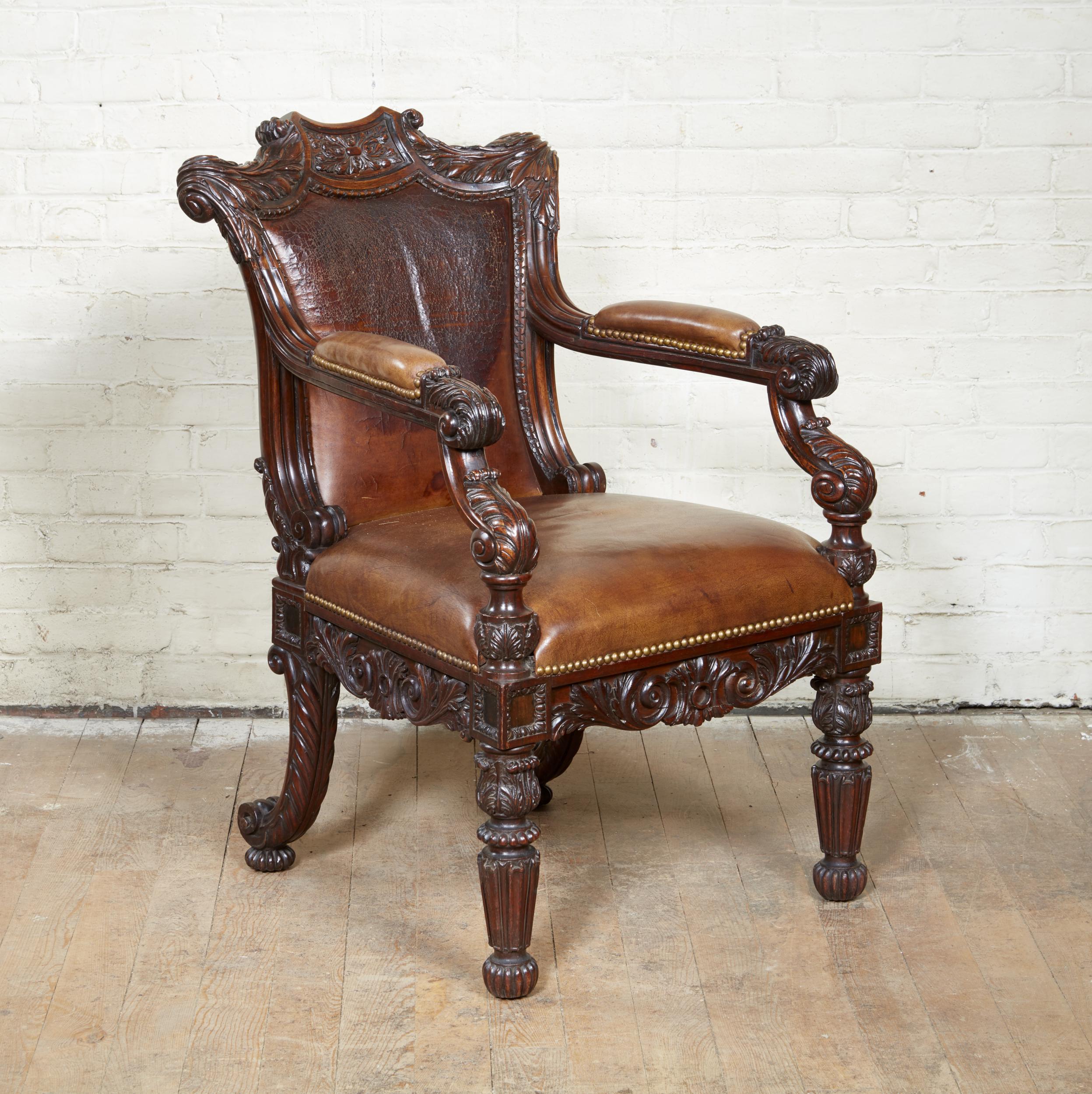 Regency Important George IV Rosewood Armchair For Sale