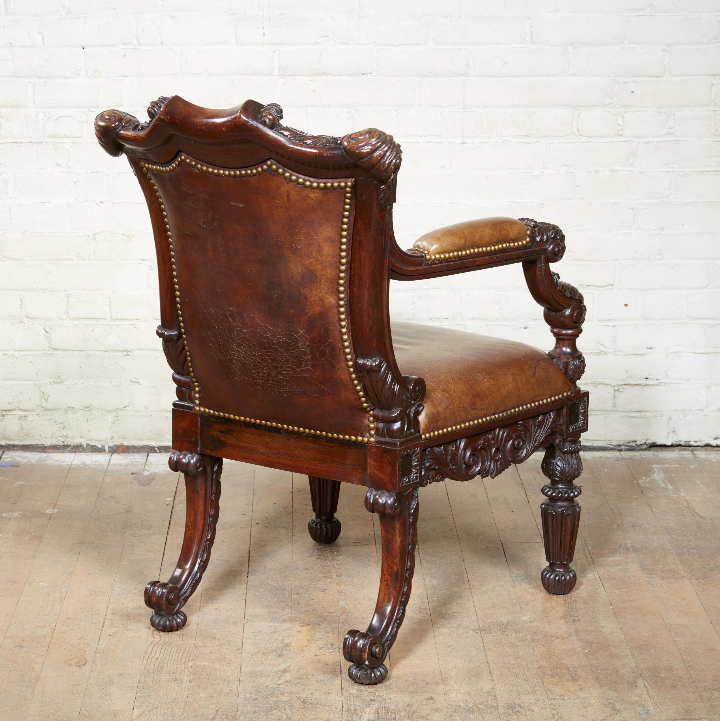 Important George IV Rosewood Armchair In Good Condition For Sale In Greenwich, CT