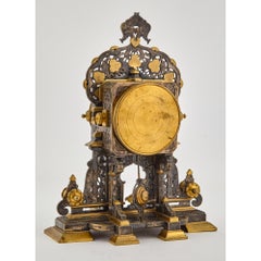 Deutsche Kaminuhr aus vergoldeter und versilberter Bronze von Braunschweig