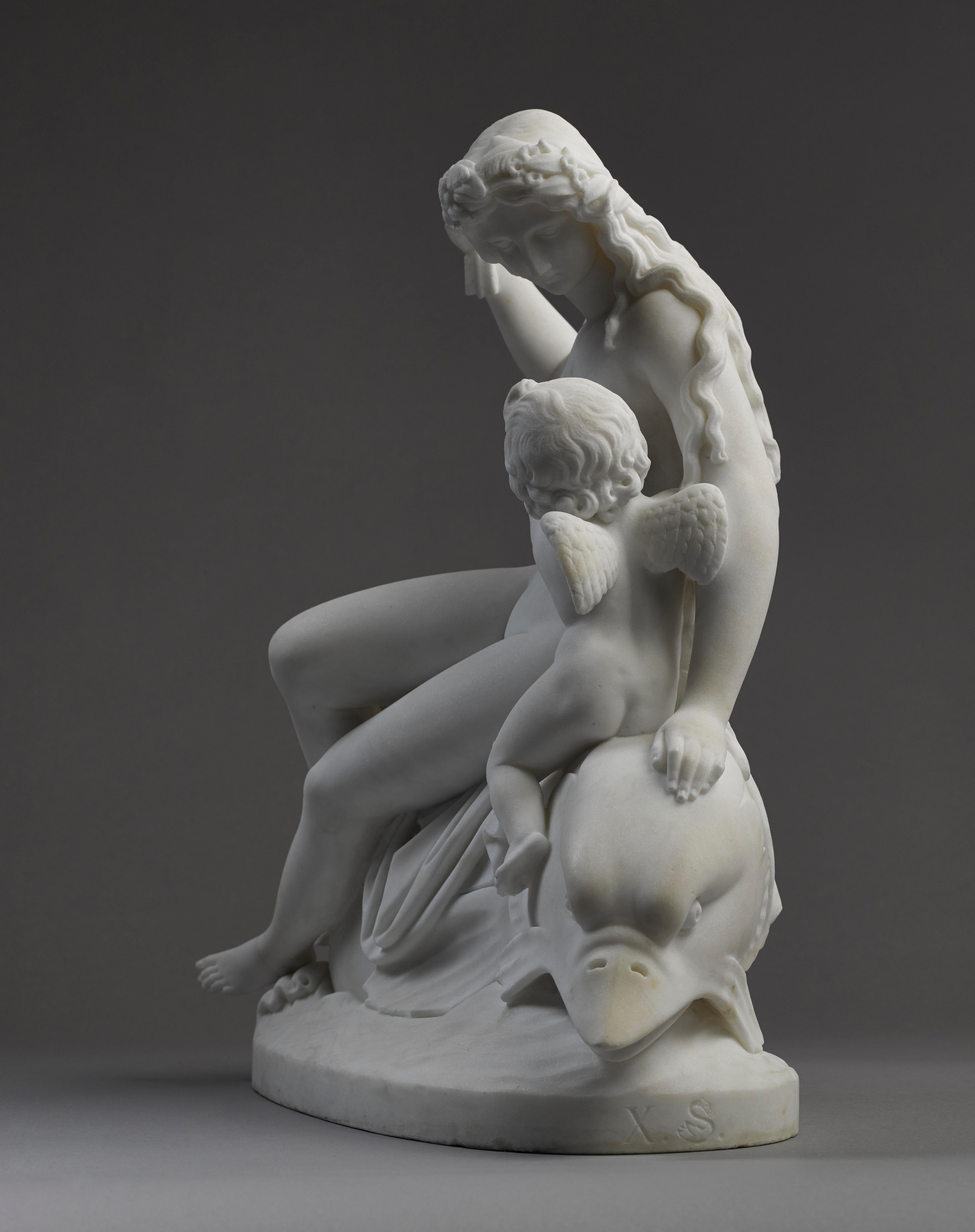 Important German Mid-19th Century Marble Statue 'Venus & Amor' by Schwanthaler In Good Condition In Worpswede / Bremen, DE