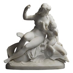 Important German Mid-19th Century Marble Statue 'Venus & Amor' by Schwanthaler