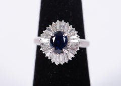 Important GIA Certified 18KT Gold Large Natural Oval Blue Sapphire Diamond Ring