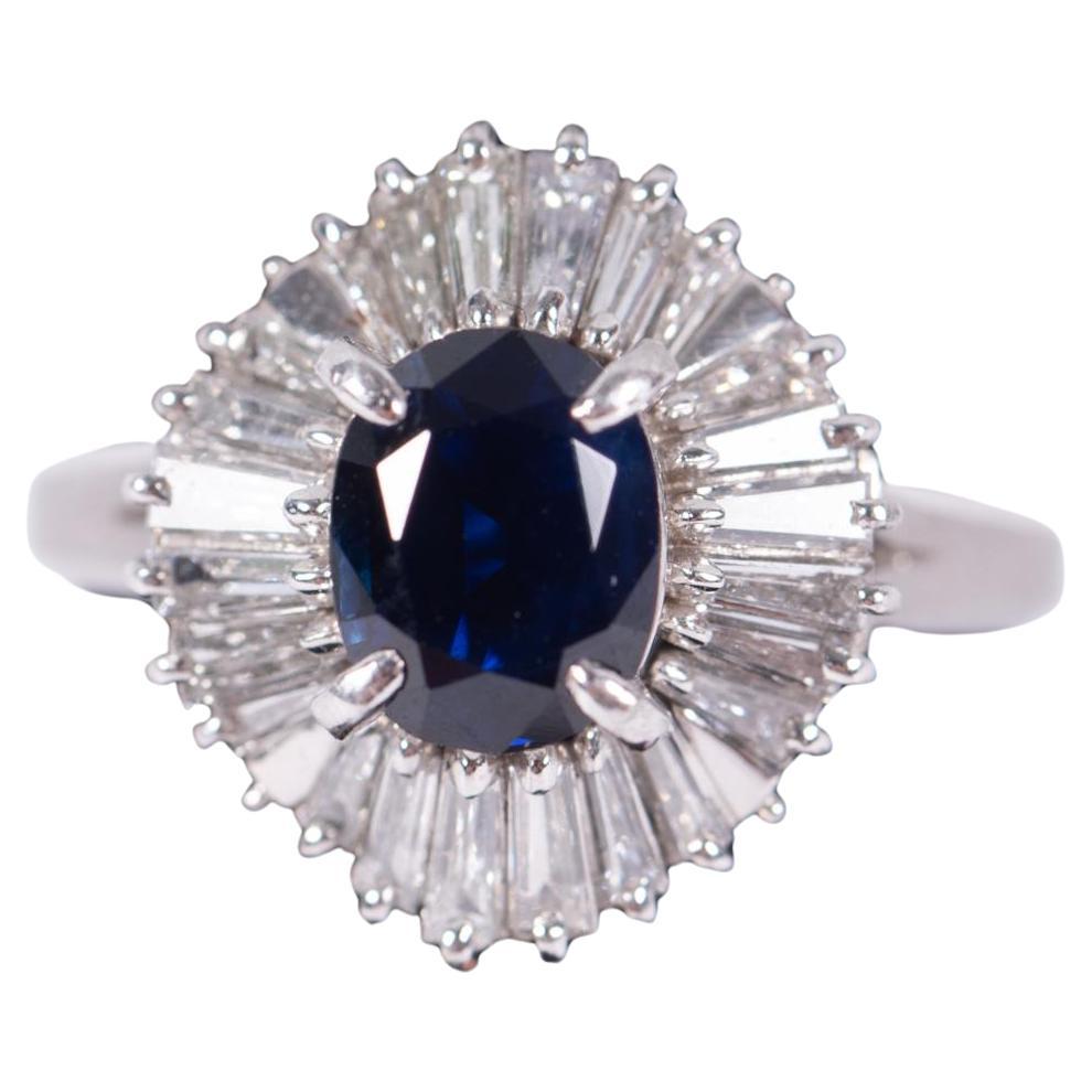 Important GIA Certified 18KT Gold Large Natural Oval Blue Sapphire Diamond Ring