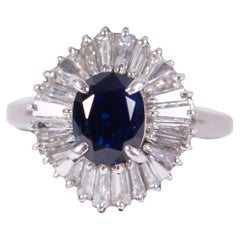 Important GIA Certified 18KT Gold Large Natural Oval Blue Sapphire Diamond Ring