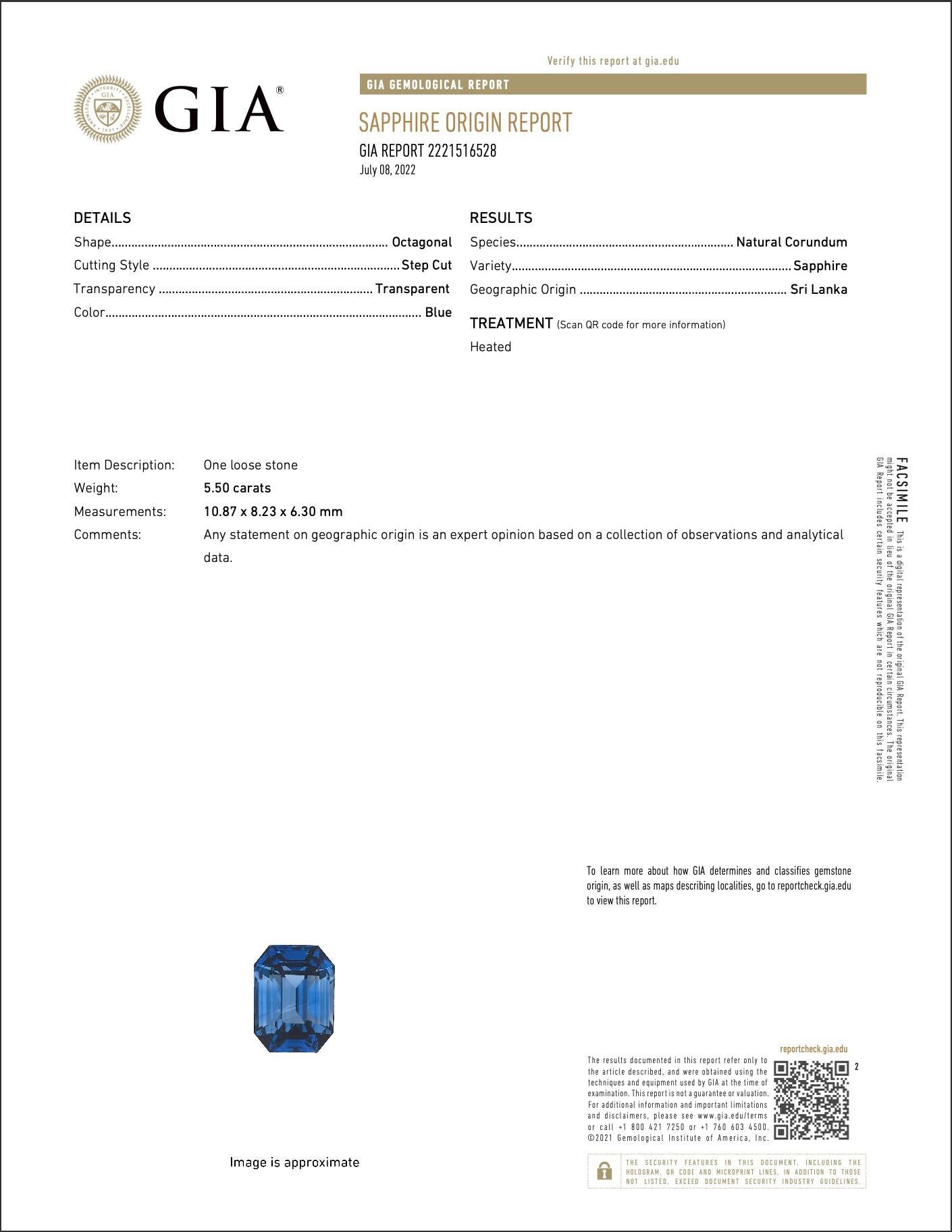 Contemporary Important GIA Certified Natural Ceylon Sapphire Ring Diamonds 6.27 Carats 18K For Sale