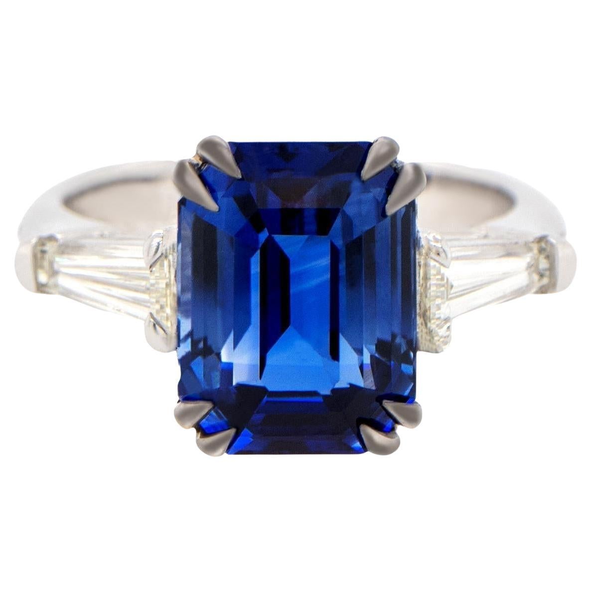 Importante bague en or 18 carats avec saphir de Ceylan naturel certifié GIA et diamants de 6,27 carats