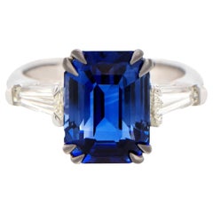 Important GIA Certified Natural Ceylon Sapphire Ring Diamonds 6.27 Carats 18K