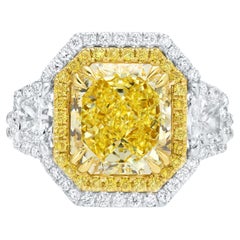 Wichtiger GIA-zertifizierter natürlicher Fancy Gelber Diamantring 5,15 Karat 18K Gold