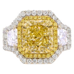 GIA-zertifizierter natürlicher gelber Fancy-Diamantring 5,23 Karat 18K Gold
