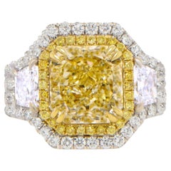 GIA-zertifizierter natürlicher gelber Fancy-Diamantring 5,23 Karat 18K Gold