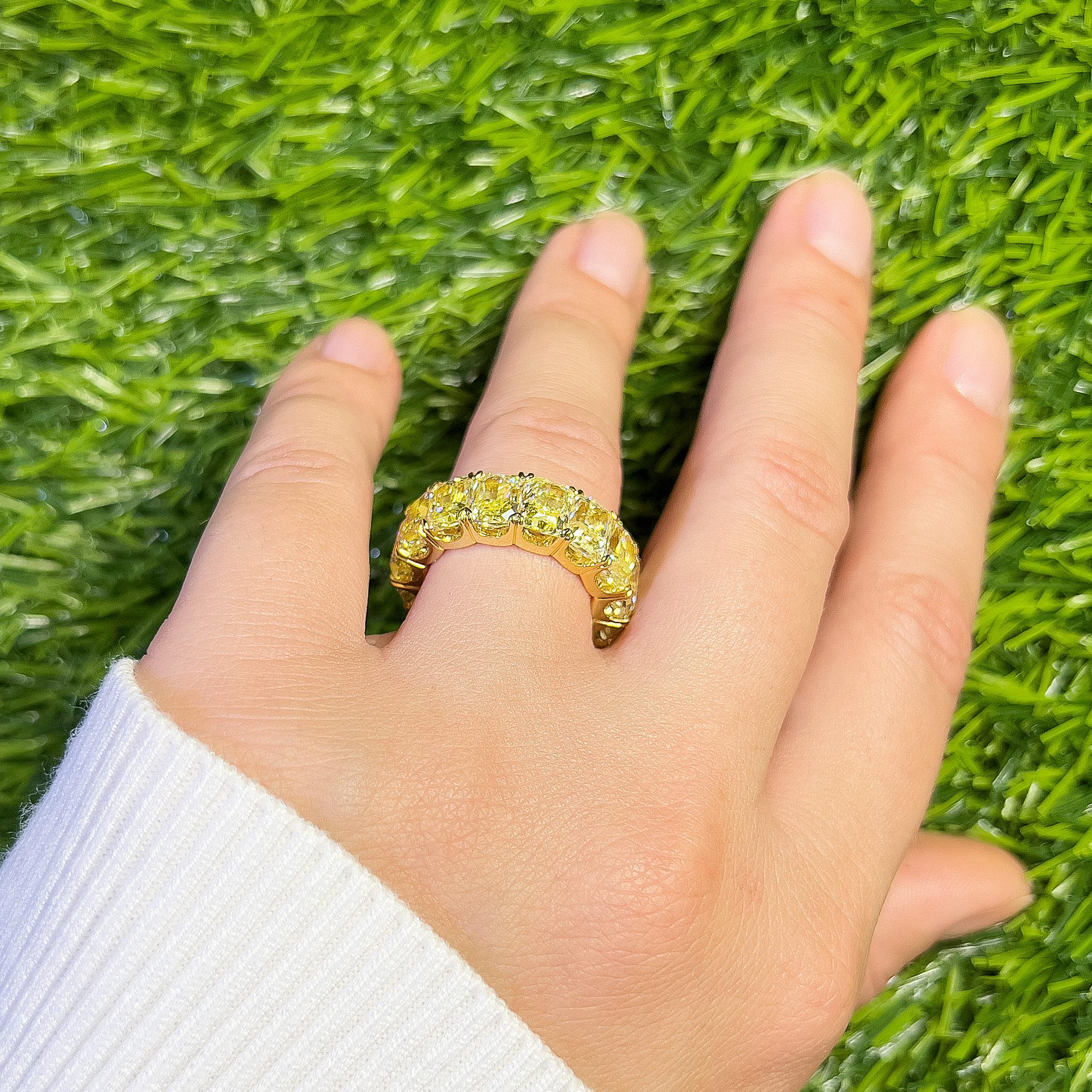 GIA-zertifizierter strahlender gelber Diamant-Eternity-Ring 16,20 Karat 18K (Zeitgenössisch) im Angebot