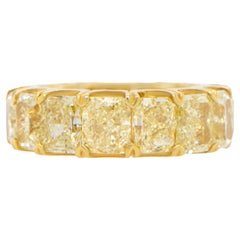Important GIA Certified Radiant Yellow Diamond Eternity Band 16.20 Carats 18K