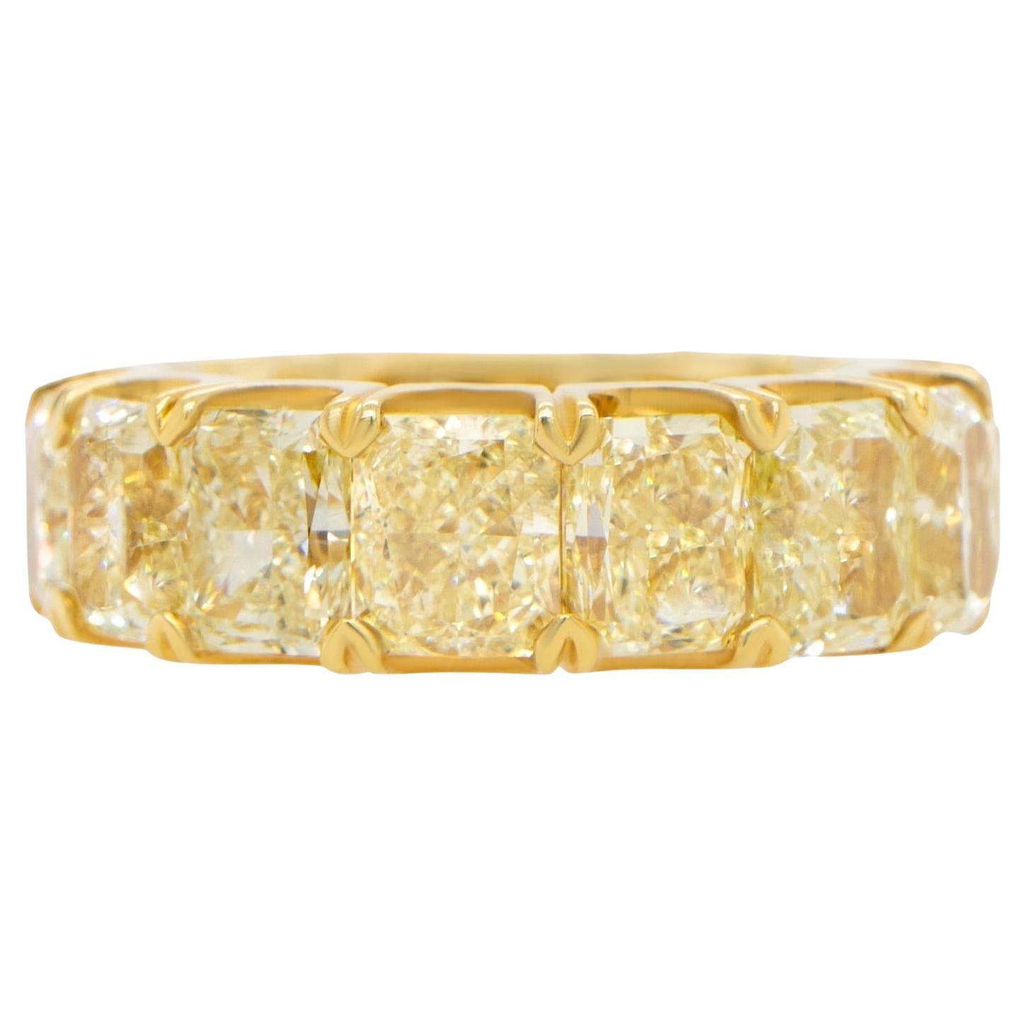 Important bracelet d'éternité en or 18 carats avec diamant jaune radiant certifié GIA de 16,20 carats