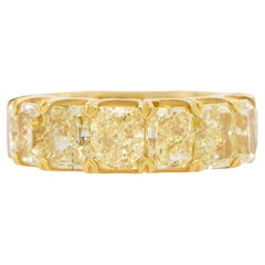 Important GIA Certified Radiant Yellow Diamond Eternity Band 16.20 Carats 18K