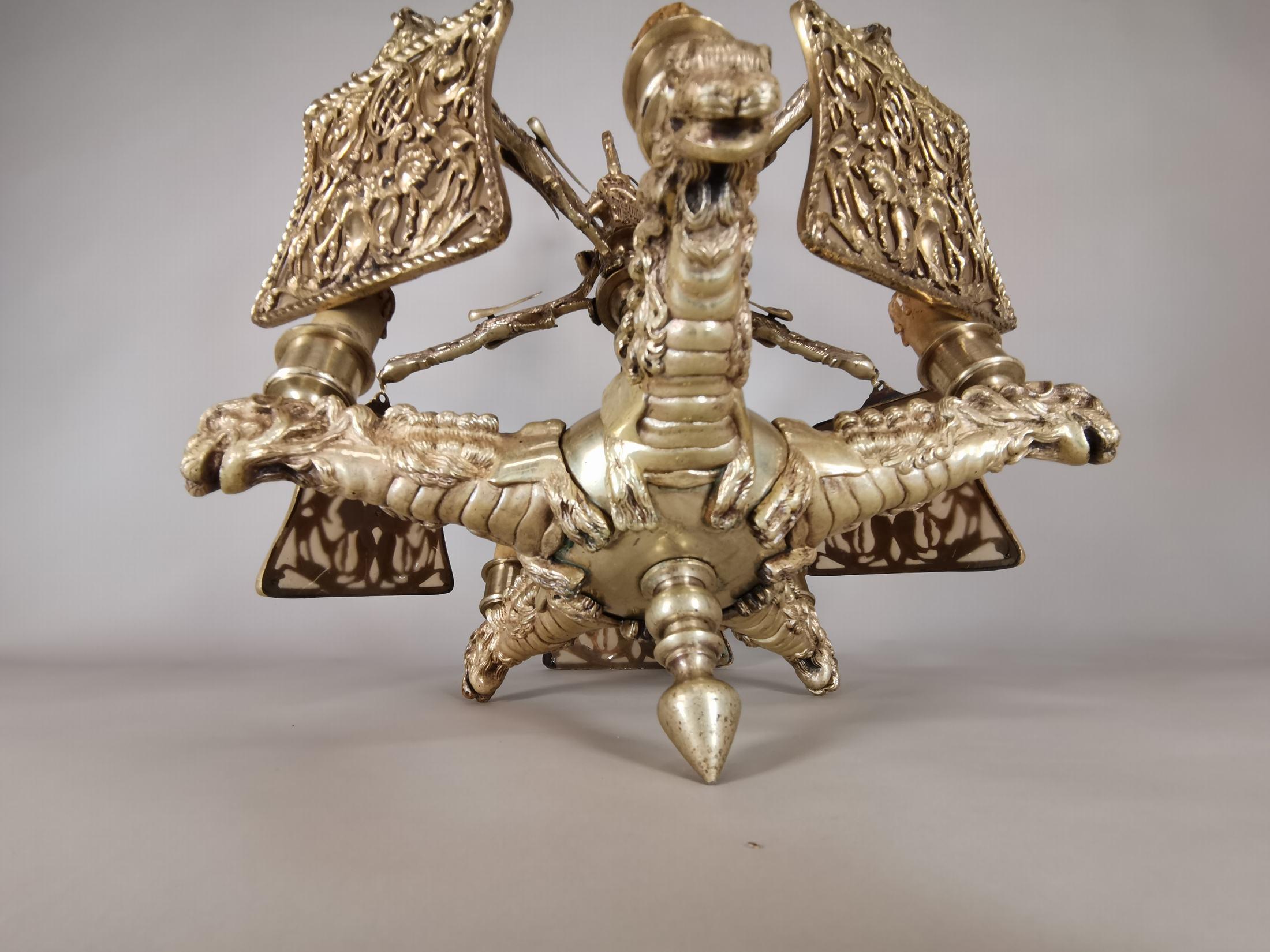 Hand-Crafted Important Gilded Bronze Lamp of the 19th Century For Sale