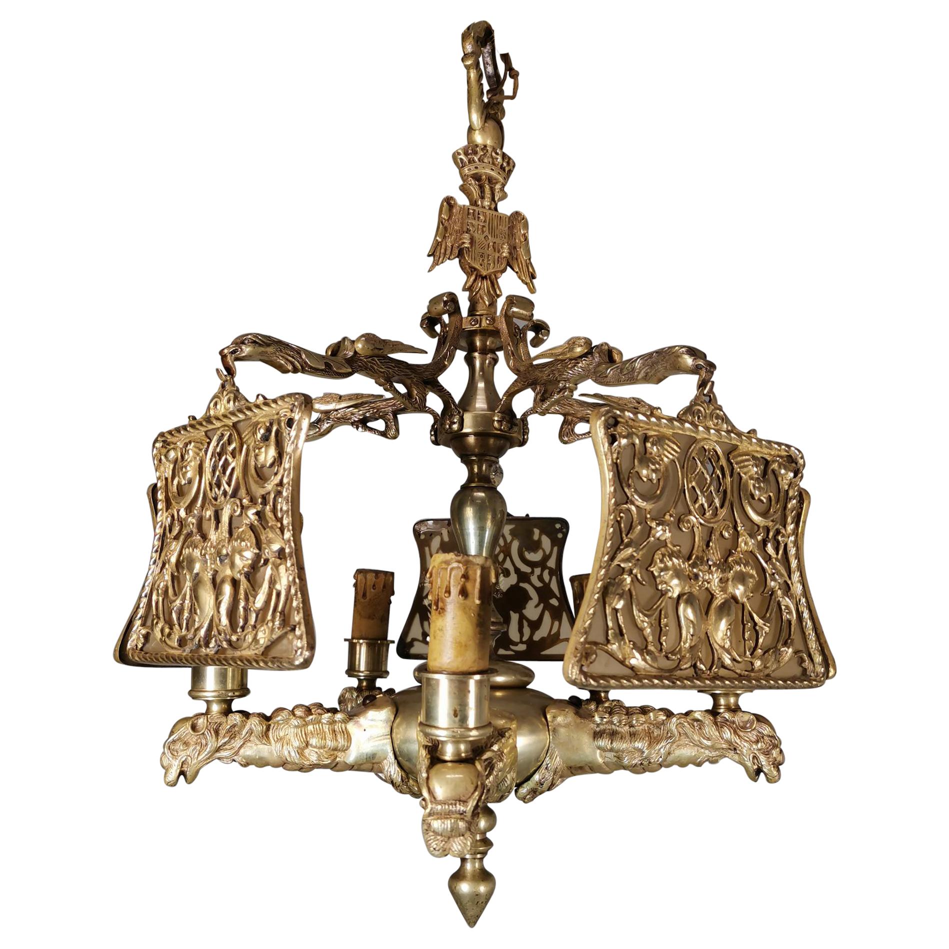 Importante lampe en bronze doré du 19e siècle en vente