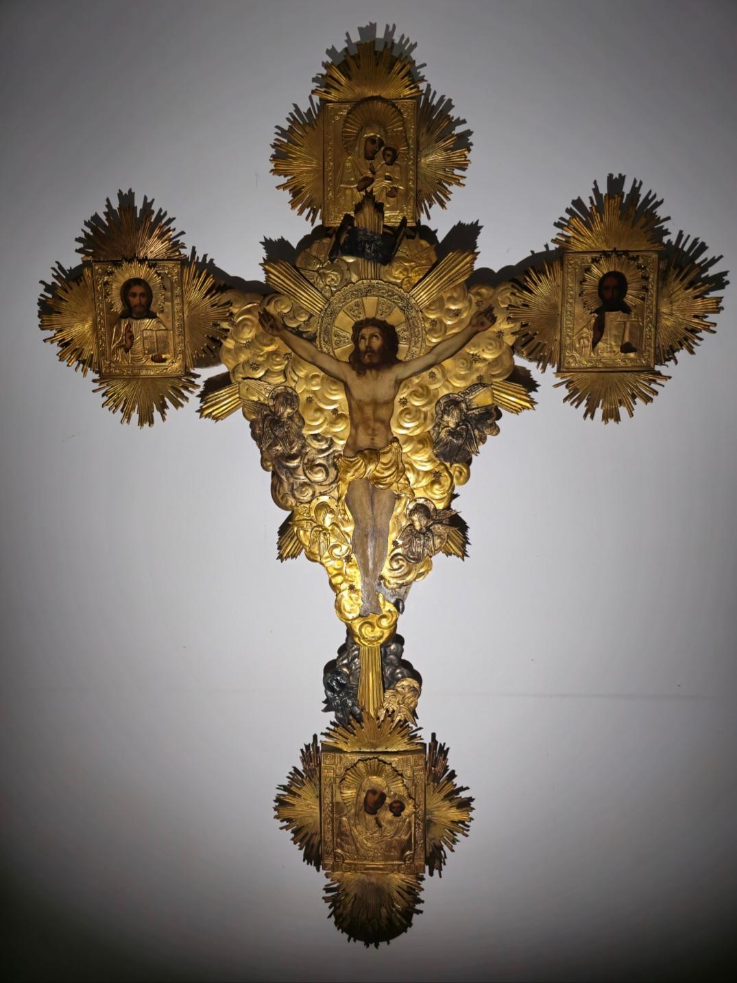 Importante croce ortodossa in argento dorato del XVIII secolo - Dimensioni 200x13 in vendita 3