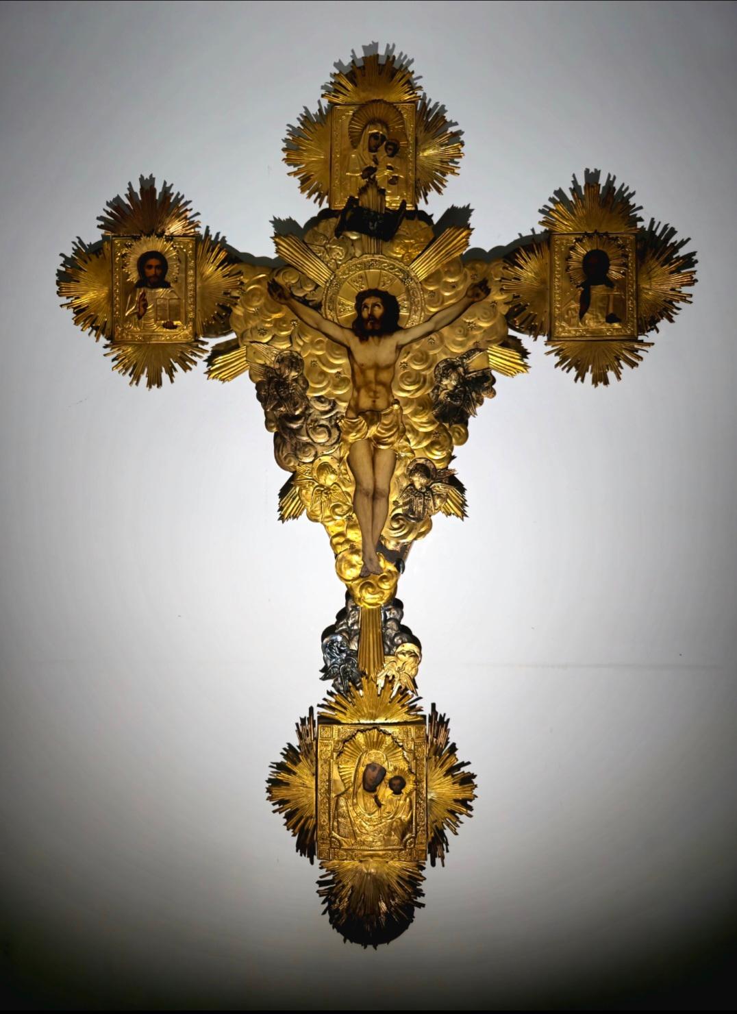 Importante croce ortodossa in argento dorato del XVIII secolo - Dimensioni 200x13 in vendita 4