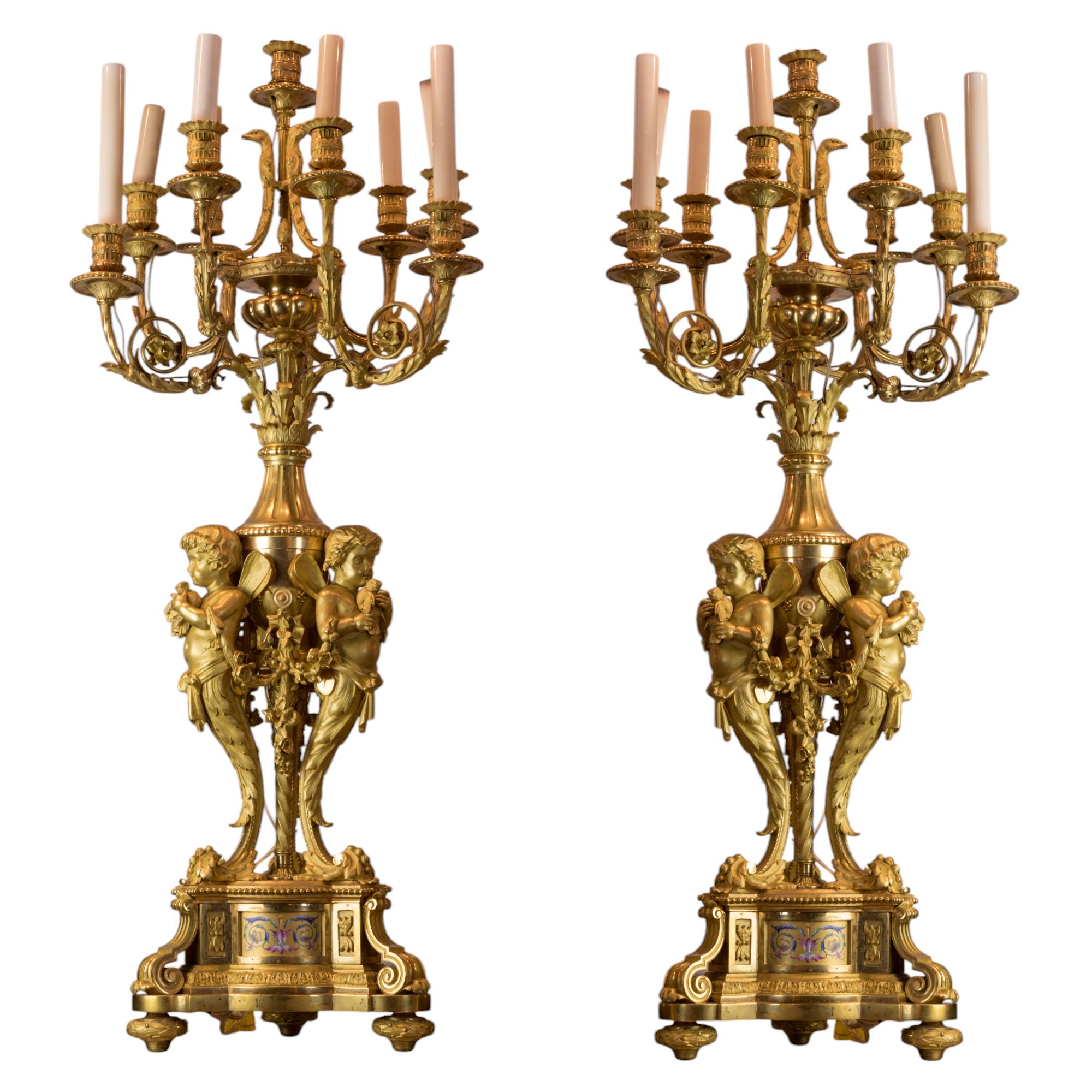 Important Gilt Bronze Clockset by Raingo Frères In Good Condition For Sale In New York, NY