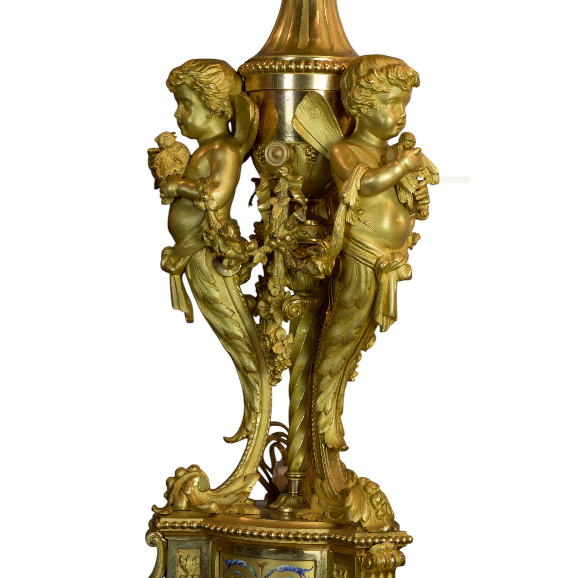 Important Gilt Bronze Clockset by Raingo Frères For Sale 1