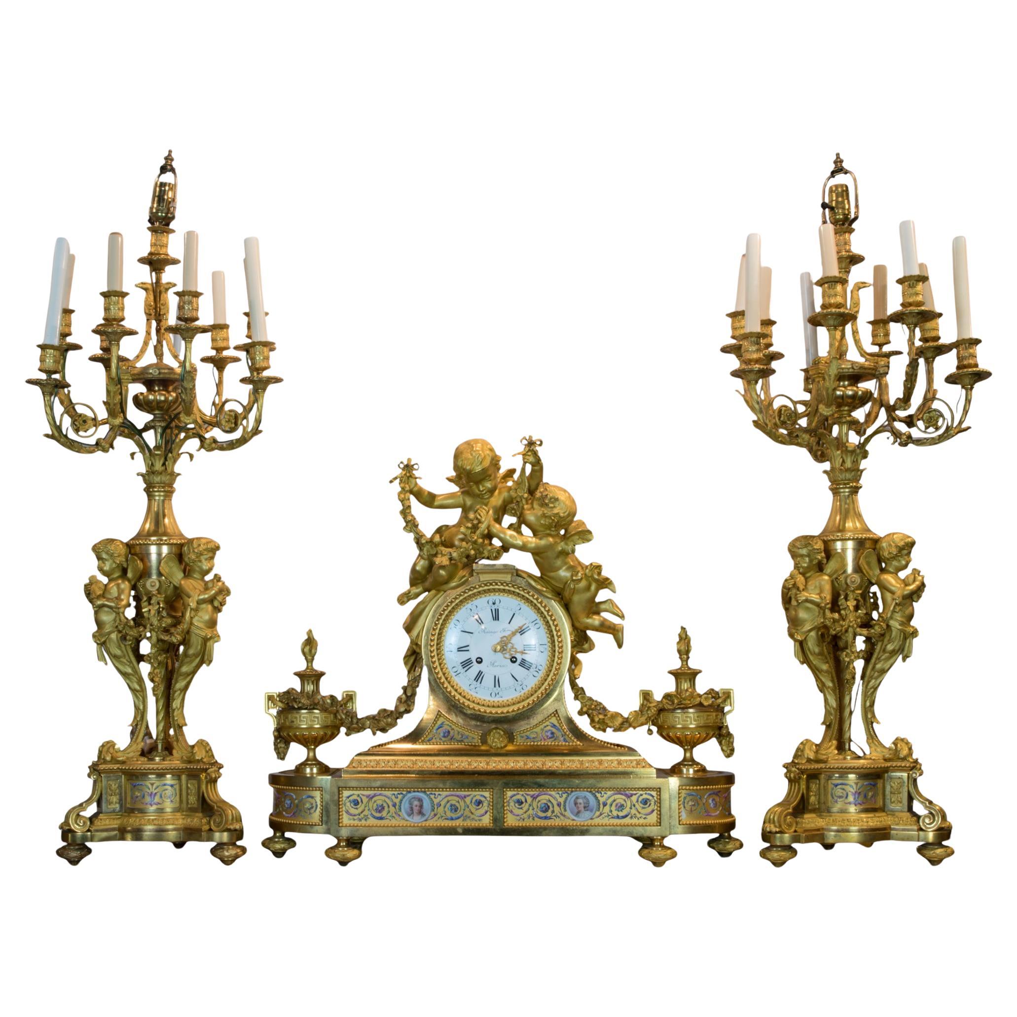 Importante Reloj de Bronce Dorado de Raingo Frères