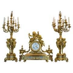 Important Gilt Bronze Clockset by Raingo Frères
