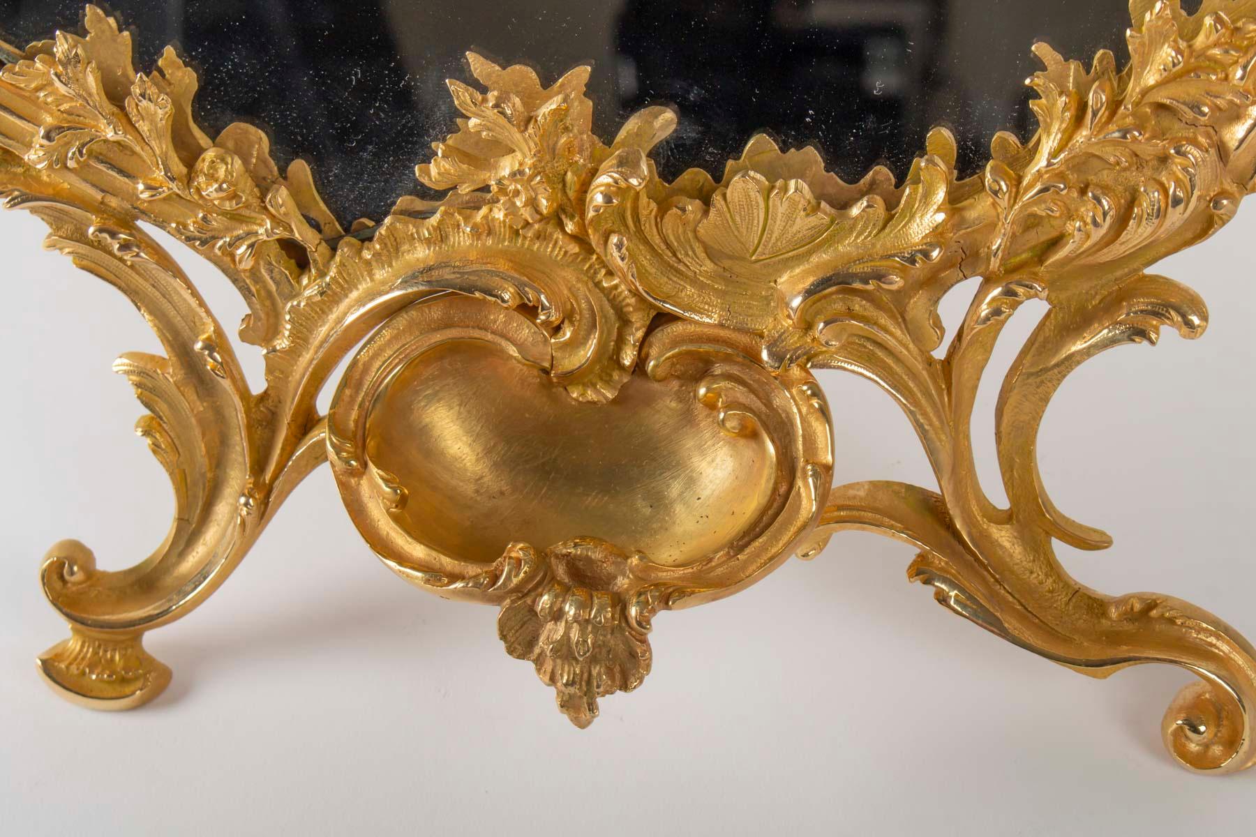 Important Gilt Bronze Table Mirror, Napoleon III Period, 1870-1880 1