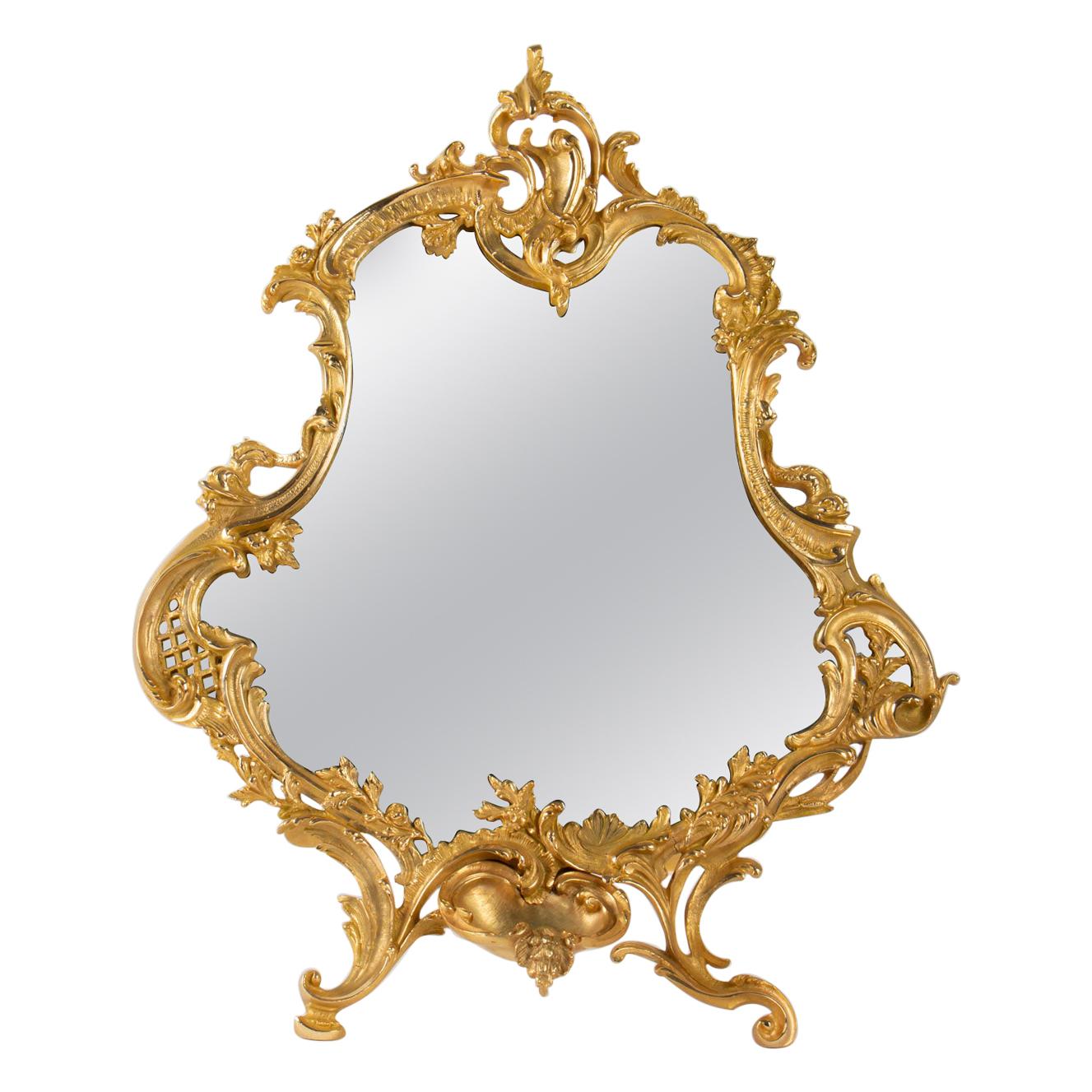 Important Gilt Bronze Table Mirror, Napoleon III Period, 1870-1880