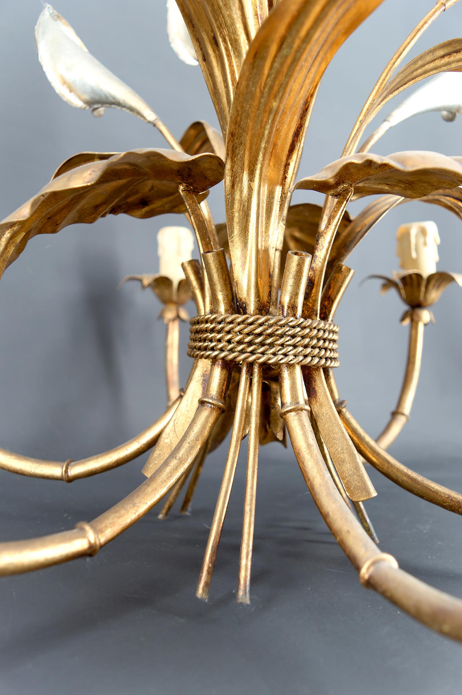 Important Gilt  “Calla Lily” Chandelier by Hans Kögl, Hollywood Regency, 1970's For Sale 5