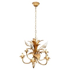 Important Gilt  “Calla Lily” Chandelier by Hans Kögl, Hollywood Regency, 1970's