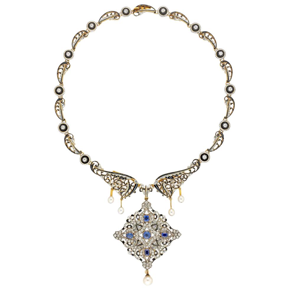 Important Giuliano Enamel Necklace For Sale