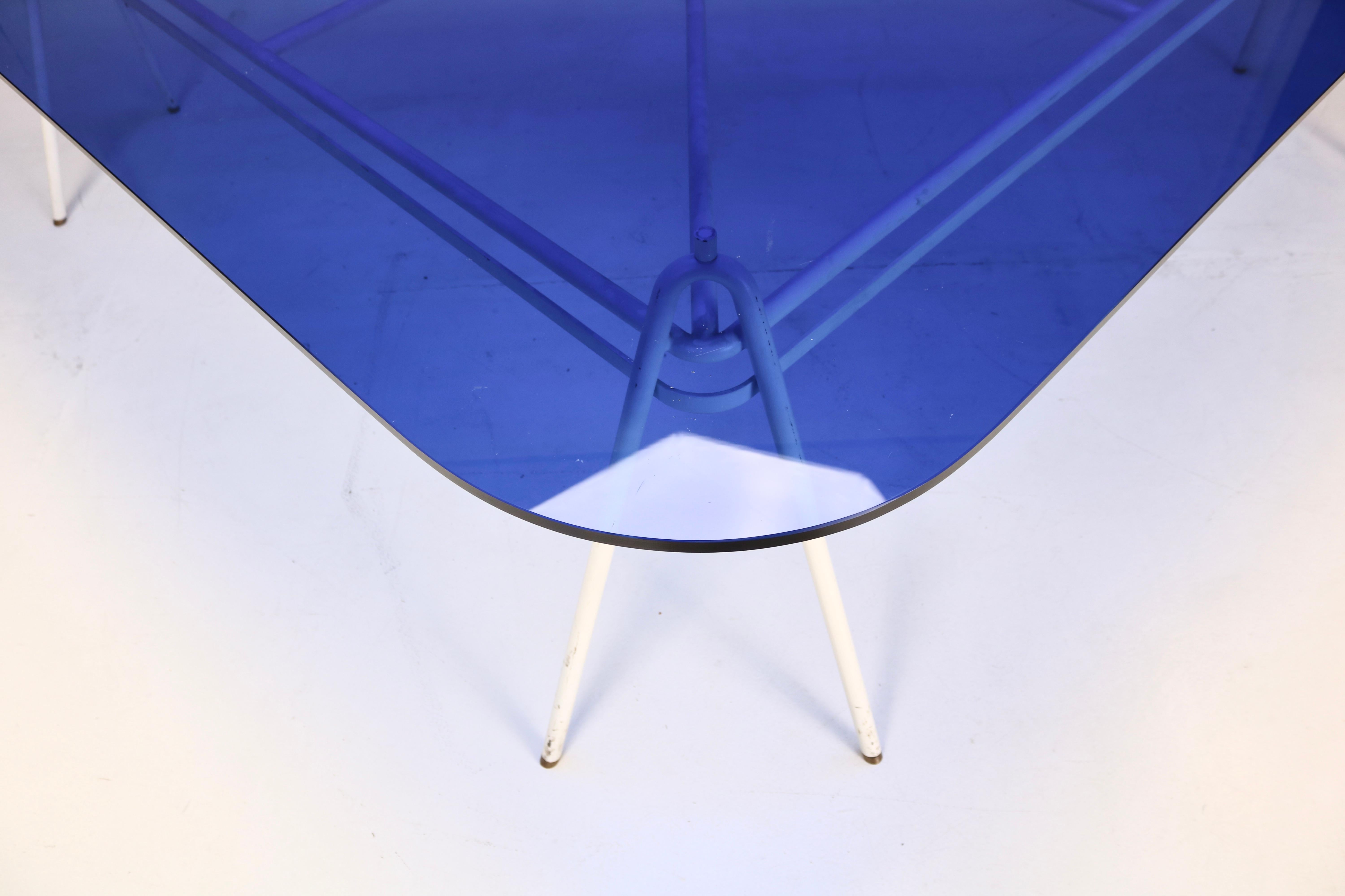 Important Glass Table in Blue by Guido Buratti, 1980s 5
