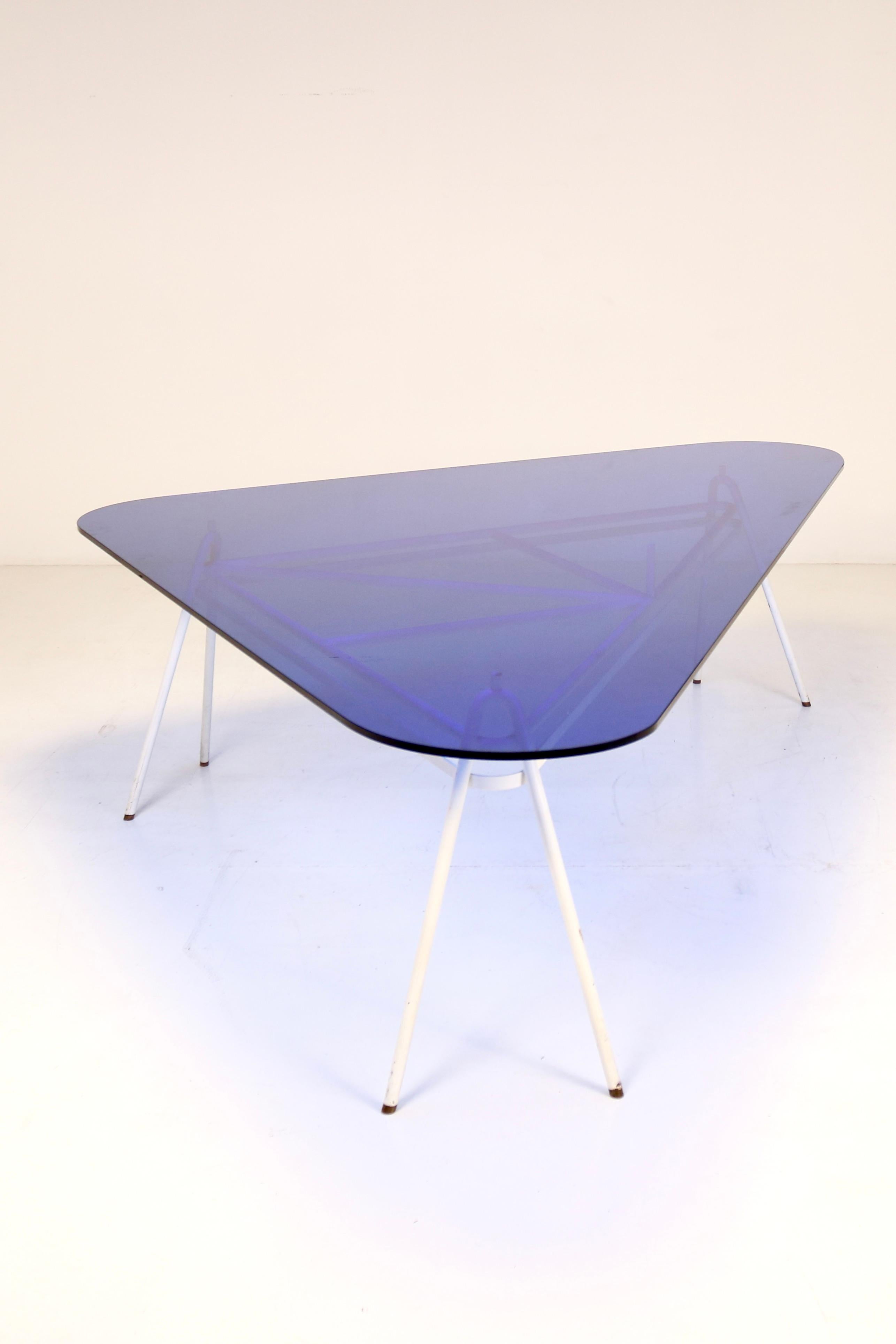 Important Glass Table in Blue by Guido Buratti, 1980s 1