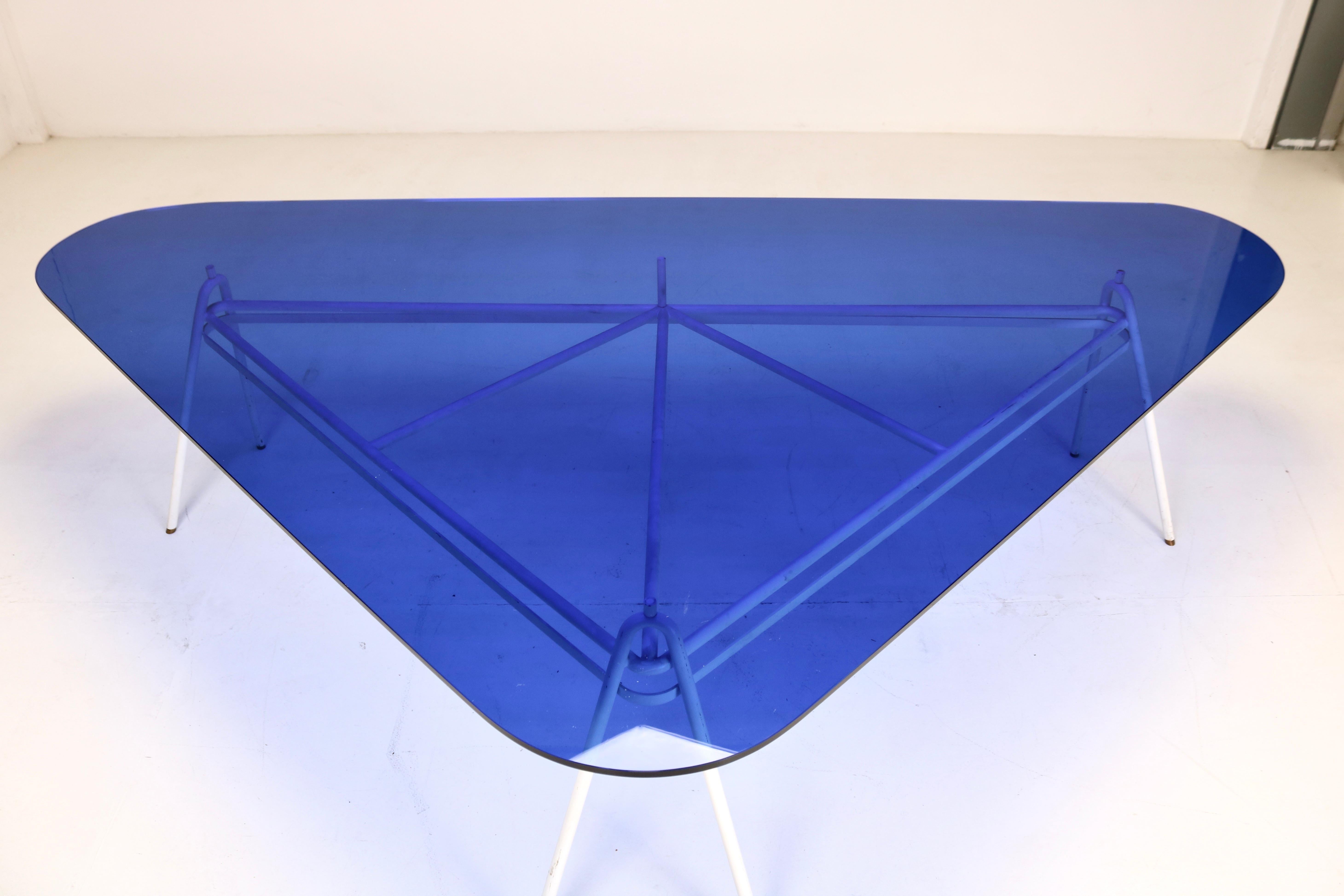 Important Glass Table in Blue by Guido Buratti, 1980s 4