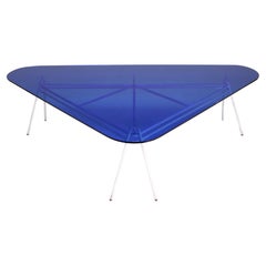Vintage Important Glass Table in Blue by Guido Buratti, 1980s
