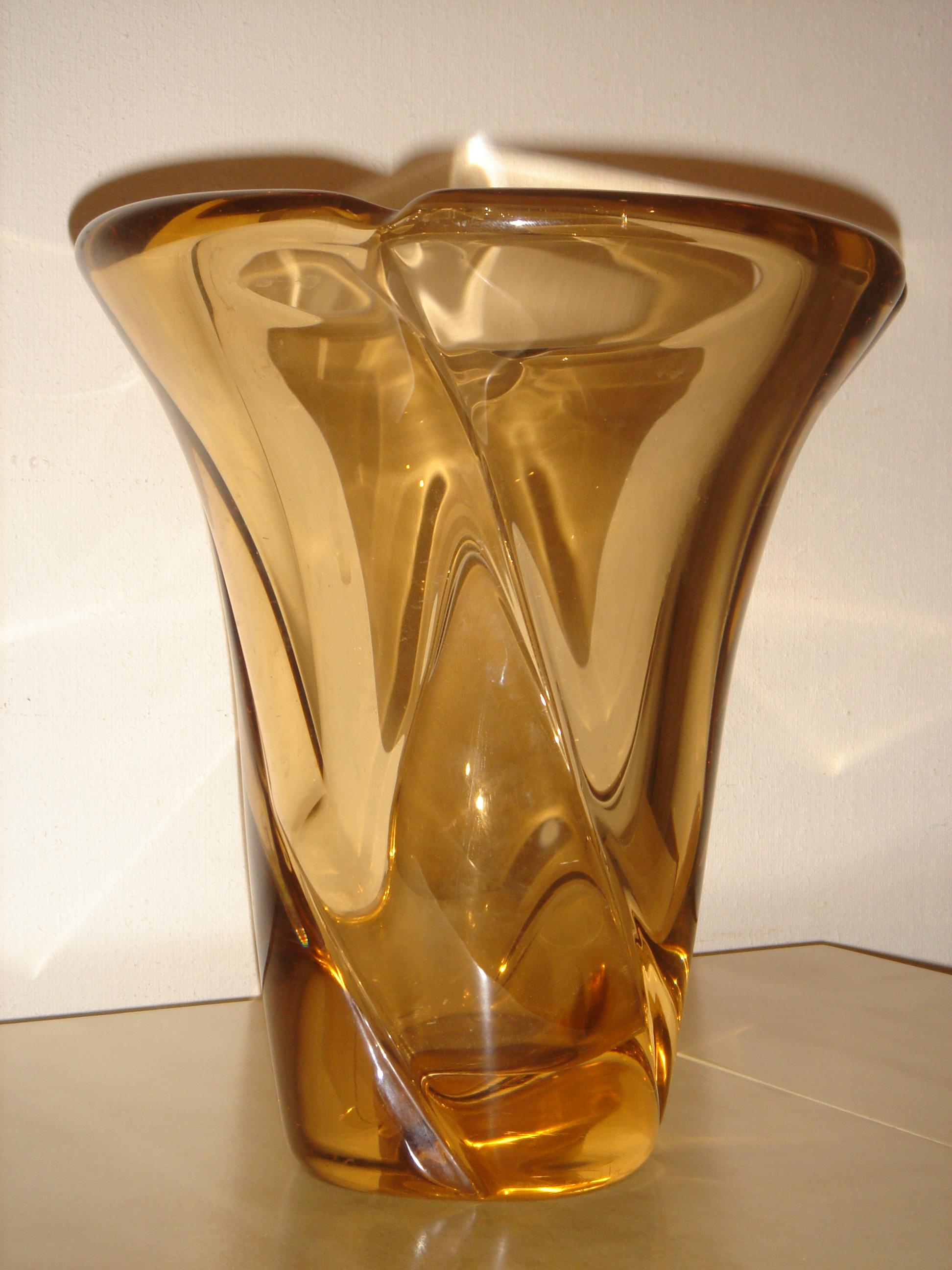 French Important Glass Vase by DAUM, France, circa 1955 For Sale