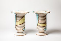 Important glazed ceramic pair of vases, circa 1930.