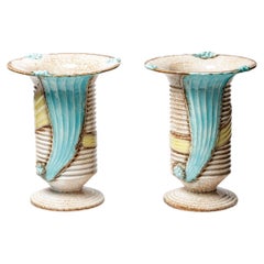Important glazed ceramic pair of vases, circa 1930.